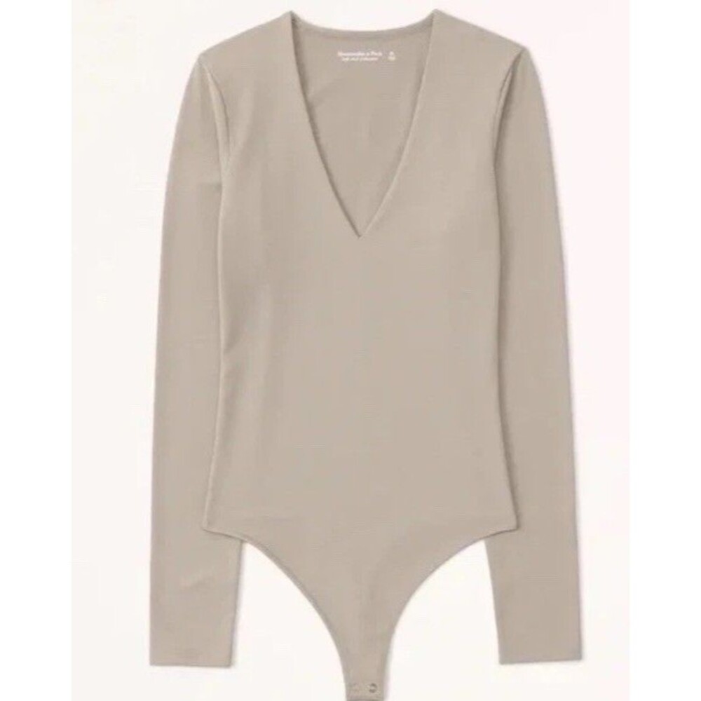 ABERCROMBIE & FITCH Women's Soft A&F Collection Tan Long Sleeve Bodysuit Sz S